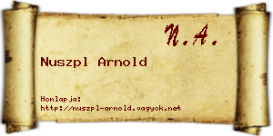 Nuszpl Arnold névjegykártya